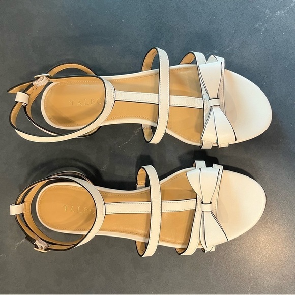 Talbots sz 7 Keri bow white vachetta leather strappy bow sandals - Picture 10 of 15